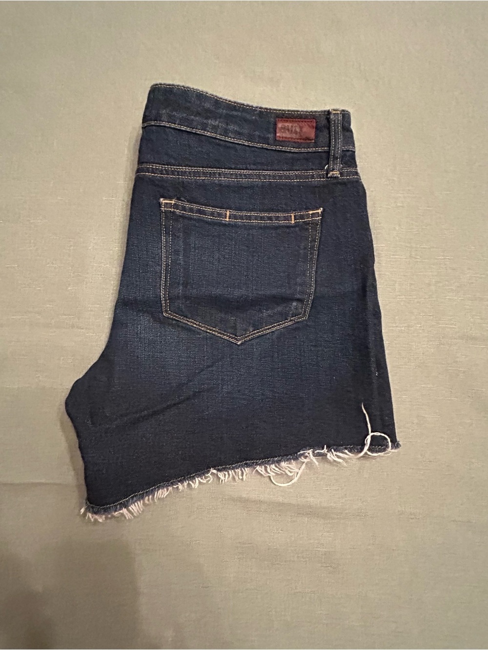 PAIGE Jimmy Jimmy Indigo Denim Shorts with Contrast Stitching